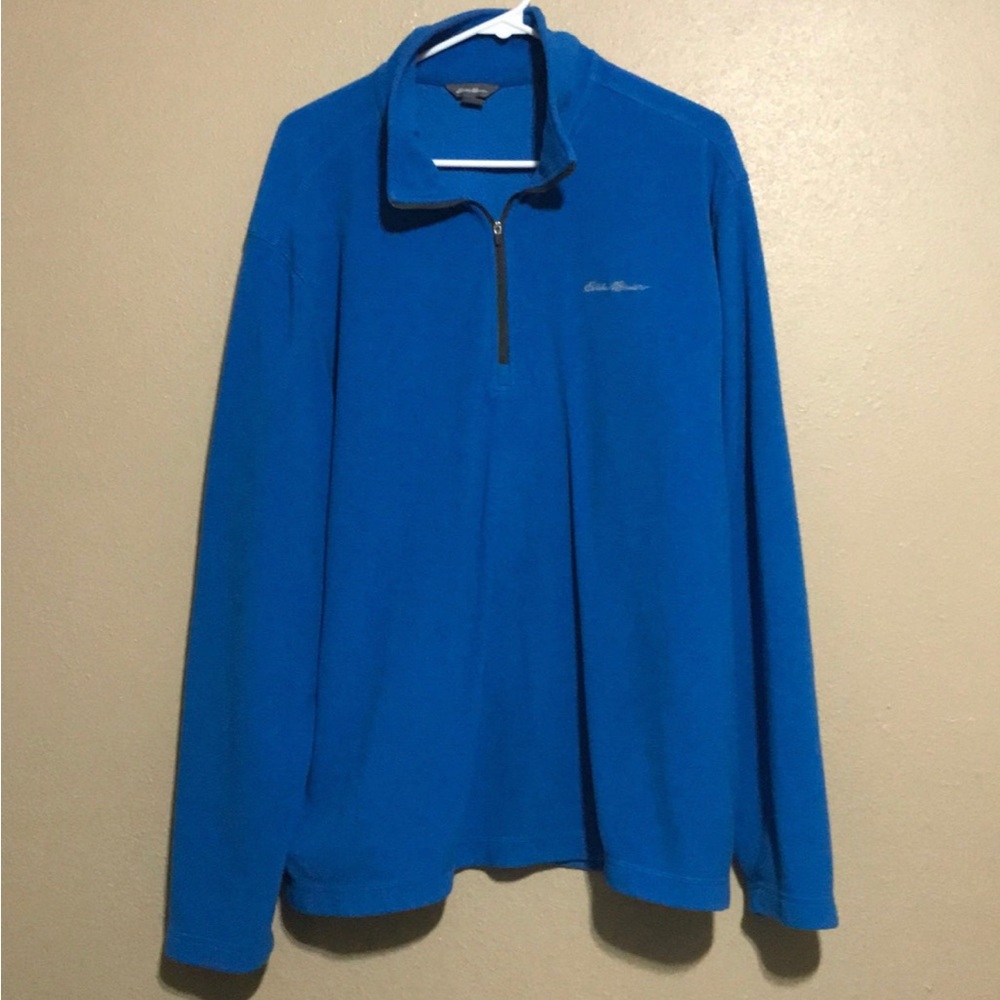 Eddie Bauer Bright Blue Quarter Zip Pullover Fleece Sweater Men’s XL